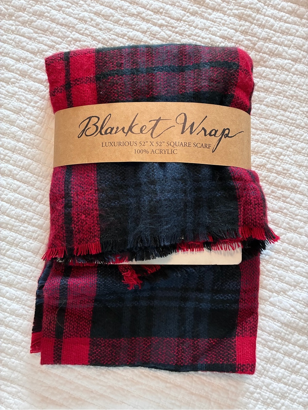 Source Unknown Red and Black Plaid Blanket Wrap Scarf